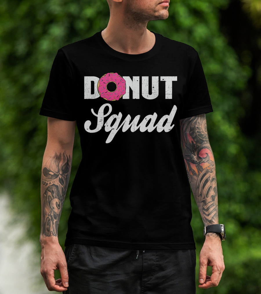 Donut Squad Funny Doughnut Lovers And Poli With Pink Frosted Topped Letters T-Shirt
