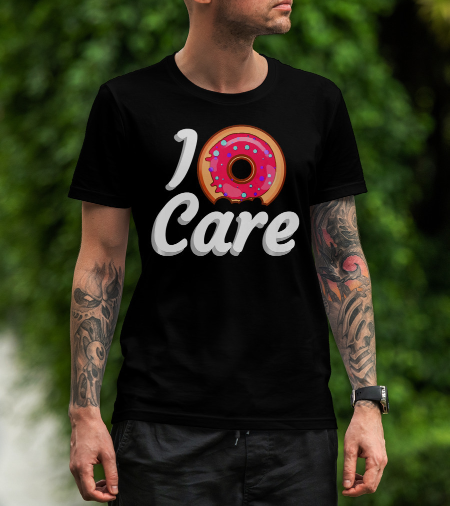 I Donut Care Funny Doughnut Lovers Pink Sprinkled Donut T-Shirt