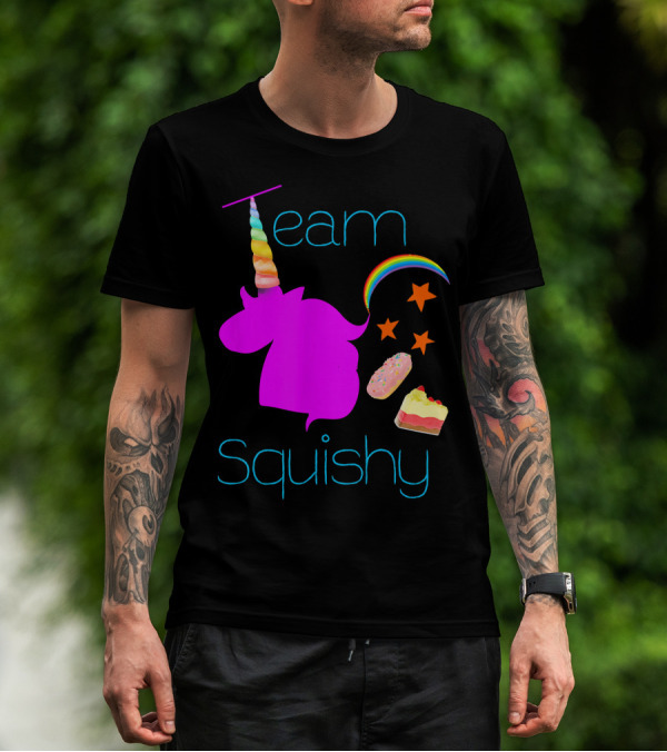 Team Squishy Forever Unicorn Rainbow Donut Cake Stars T-Shirt