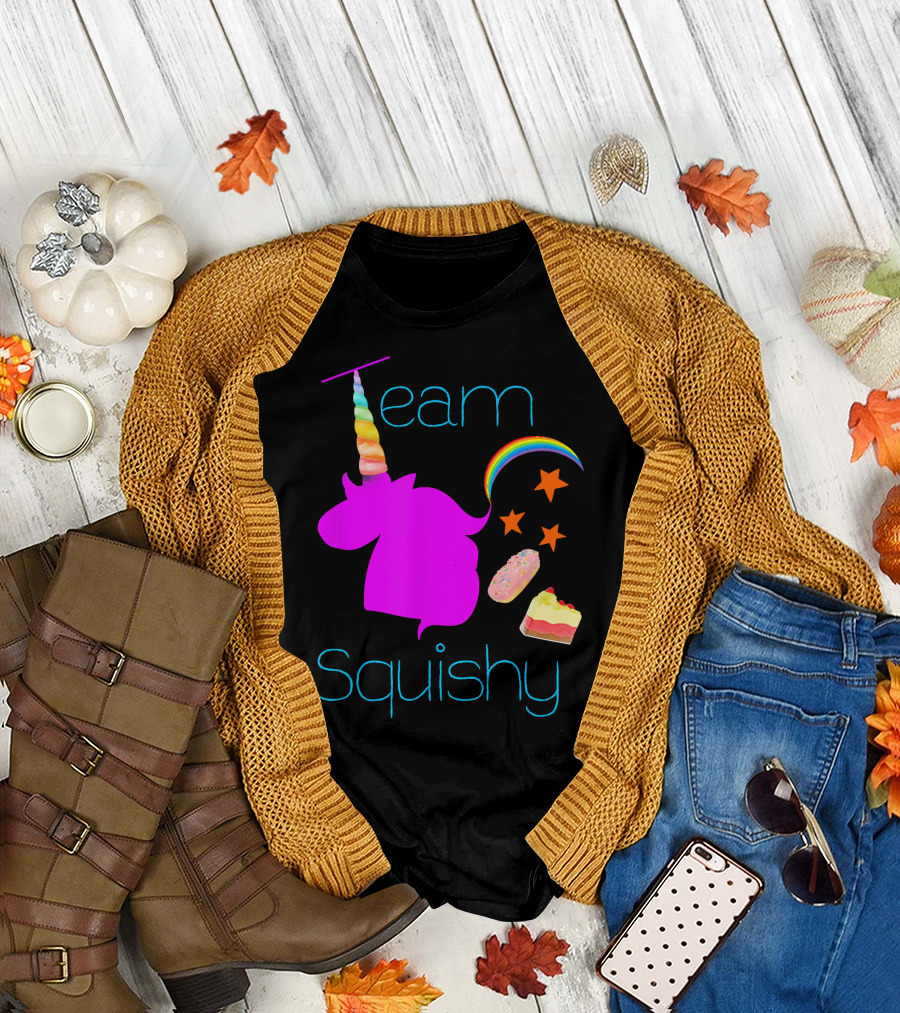 Team Squishy Forever Unicorn Rainbow Donut Cake Stars T-Shirt