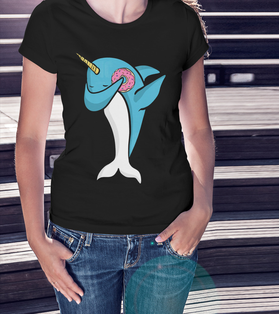 Narwhal Dabbing With Donut Pose T-Shirt
