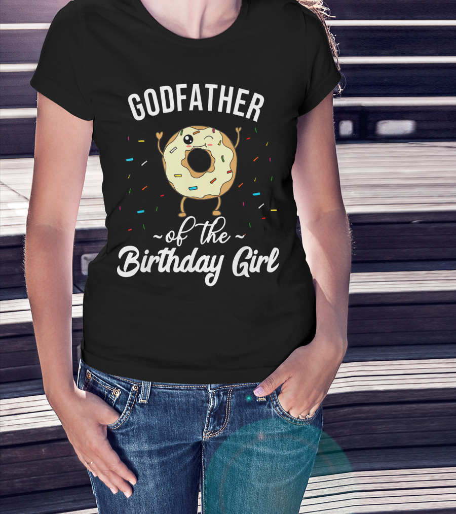 Godfather Of The Birthday Girl Funny Donut With Sprinkles T-Shirt