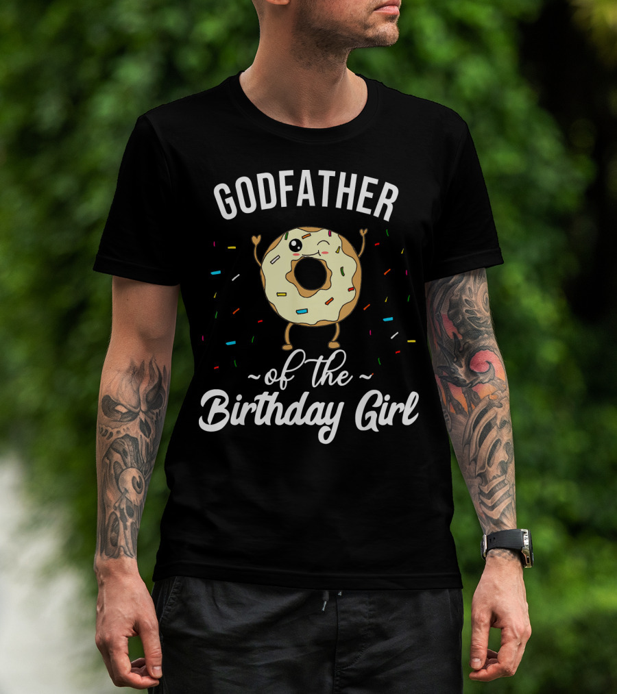 Godfather Of The Birthday Girl Funny Donut With Sprinkles T-Shirt