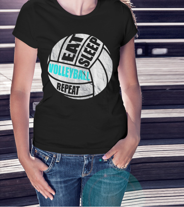 Eat Sleep Volleyball Repeat Distressed Girls Or Boys T-Shirt