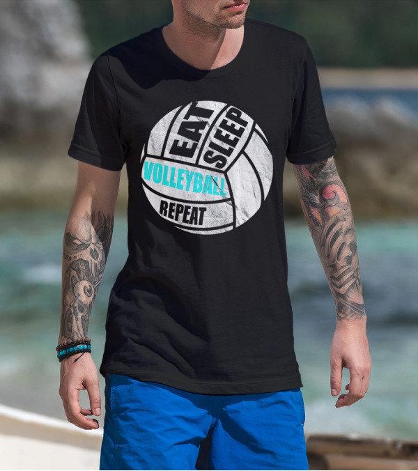 Eat Sleep Volleyball Repeat Distressed Girls Or Boys T-Shirt