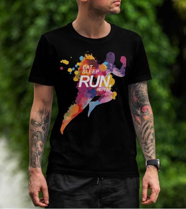 Eat Sleep Run Repeat Colorful Runner T-Shirt
