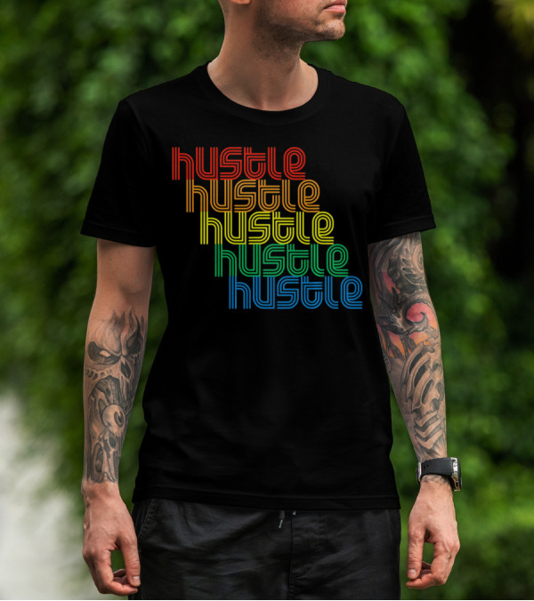 Hustle Hustle Hustle Hustle Hustle Repeat Vintage Disco 70s T-Shirt