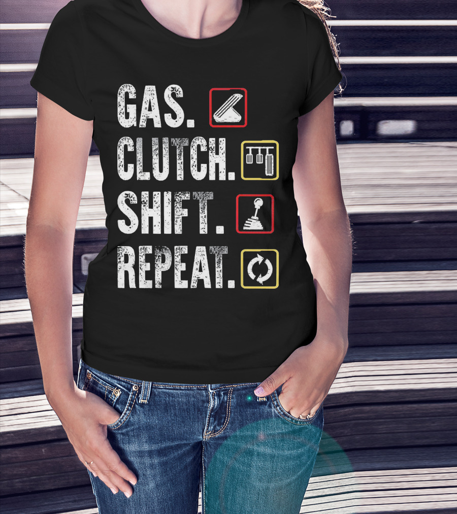 Gas Clutch Shift Repeat Pedal Icons Cycle T-Shirt