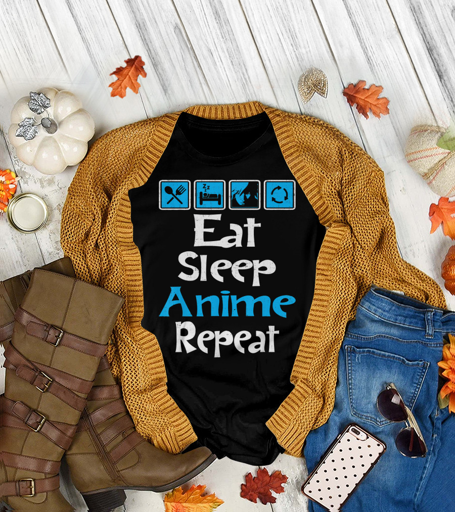 Eat Sleep Anime Repeat Manga SciFi T-Shirt