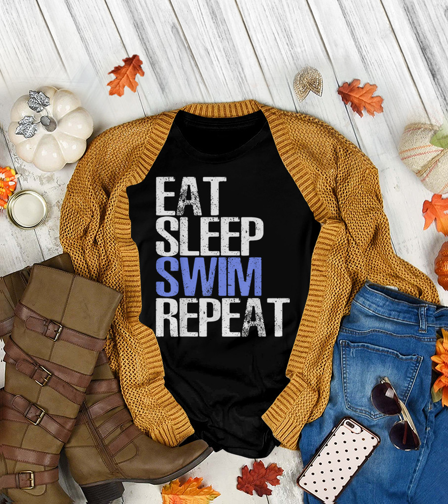 Eat Sleep Swim Repeat Cool Sports Motto T-Shirt