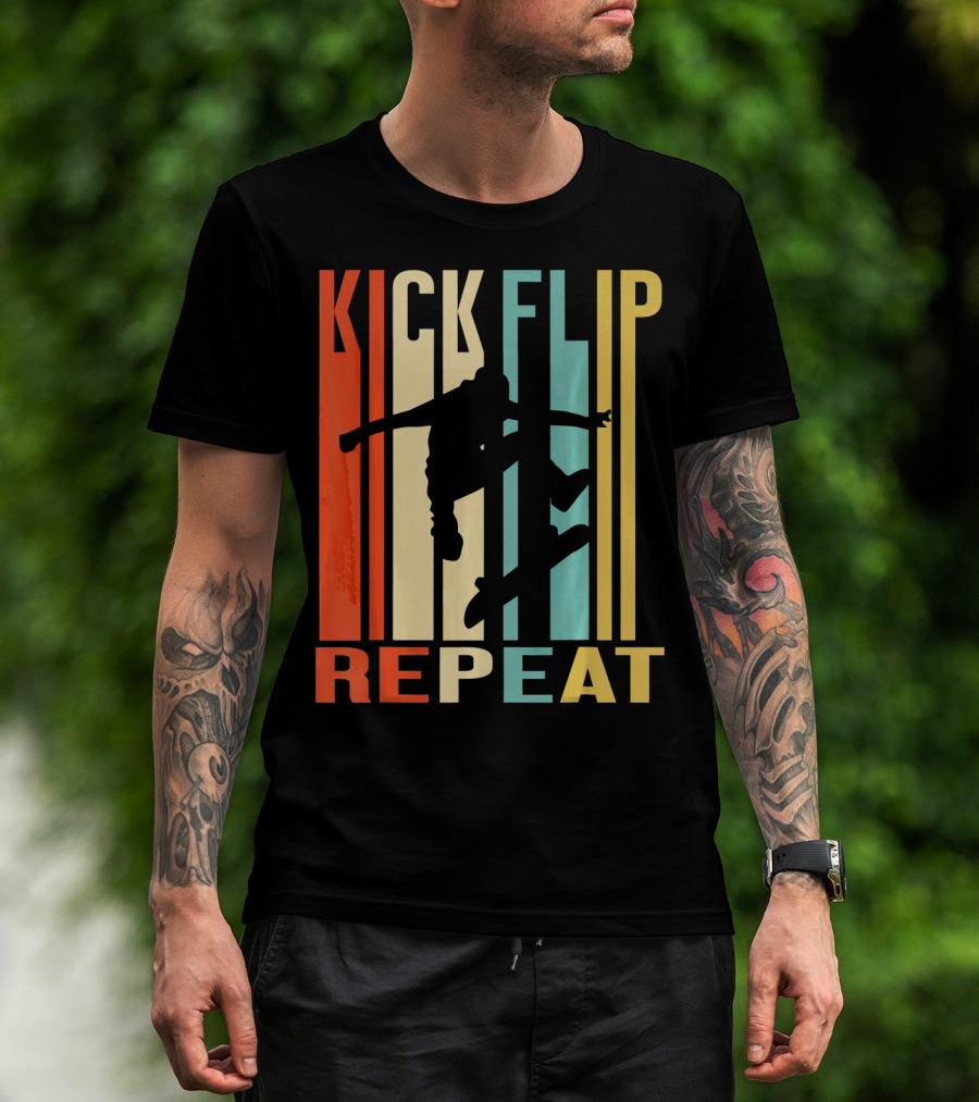 Kick Flip Repeat Vintage Skateboarding T-Shirt