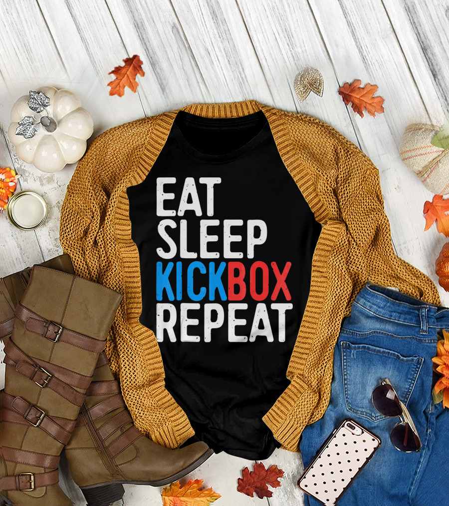 Eat Sleep Kickbox Repeat Kickbox Motivational Sports T-Shirt