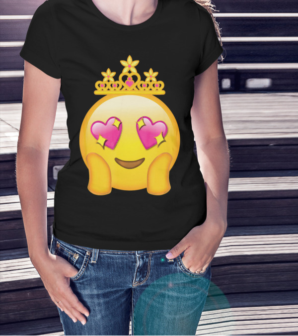 Emoticon Queen Heart Eyes Emoji With Crown Princess T-Shirt