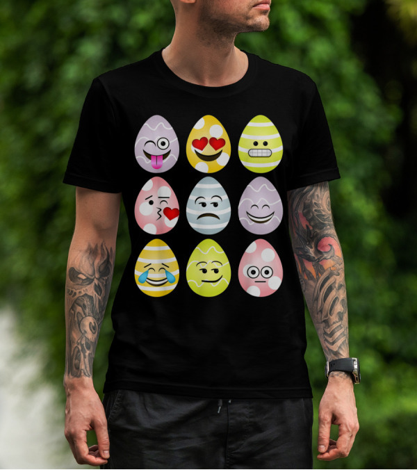 Easter Egg Emoji Faces Fun Expressions T-Shirt