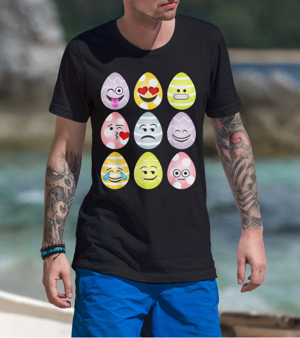 Easter Egg Emoji Faces Fun Expressions T-Shirt