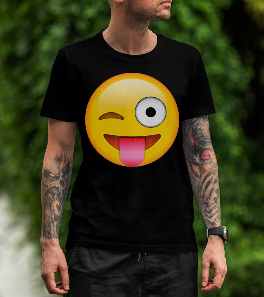 Face Emoticon Tongue Out Emoji Wink T-Shirt