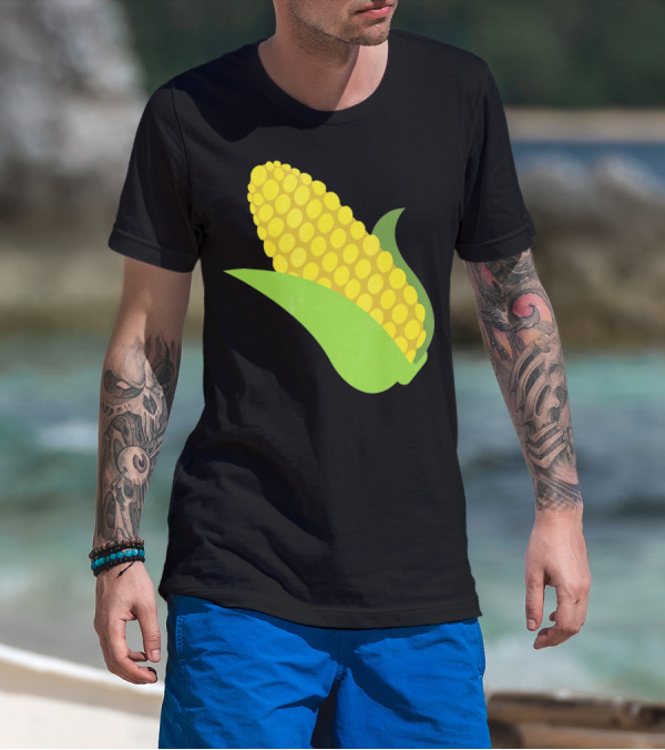 Emoji Corn On The Cob Yellow Kernels Green Husk T-Shirt