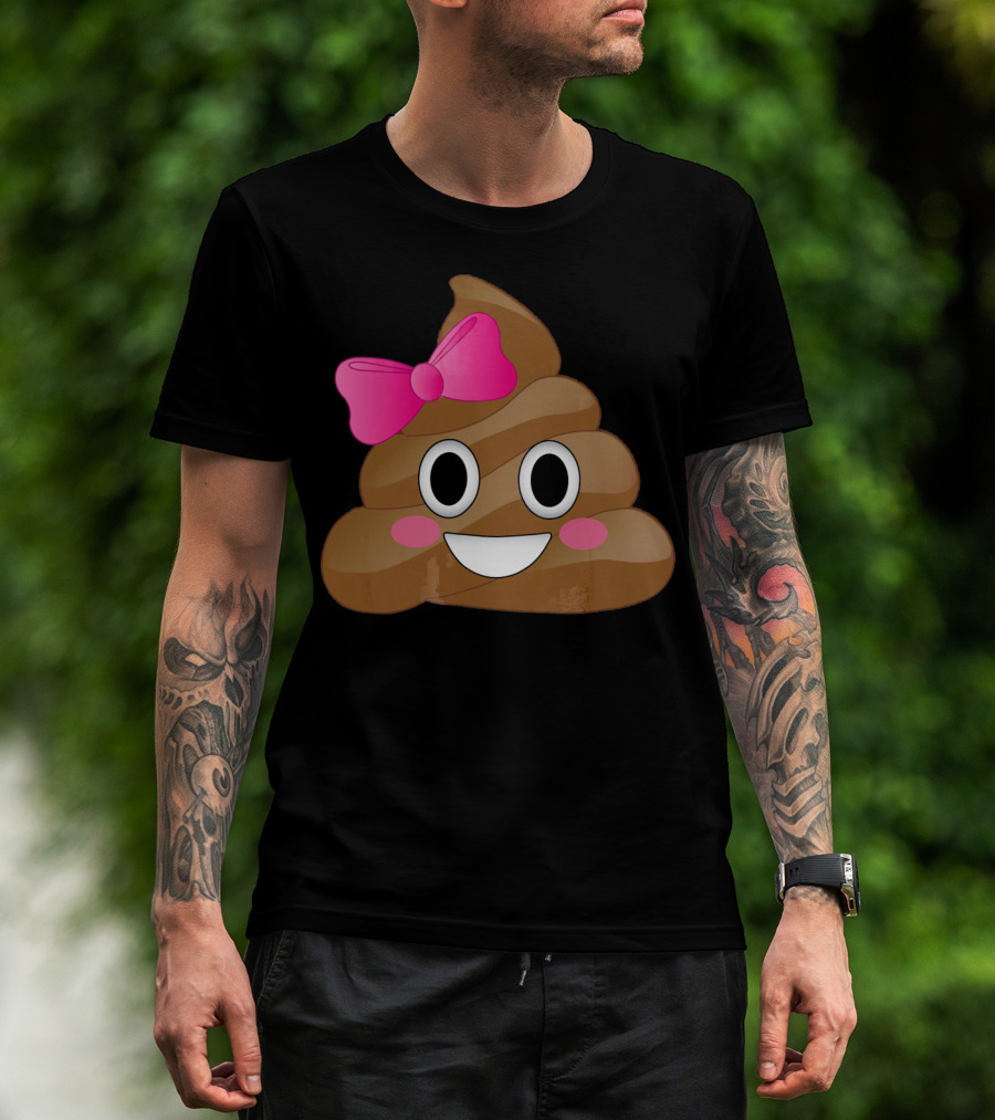 Cute Pink Bow Emoji Funny Smiling Cutie Poo T-Shirt