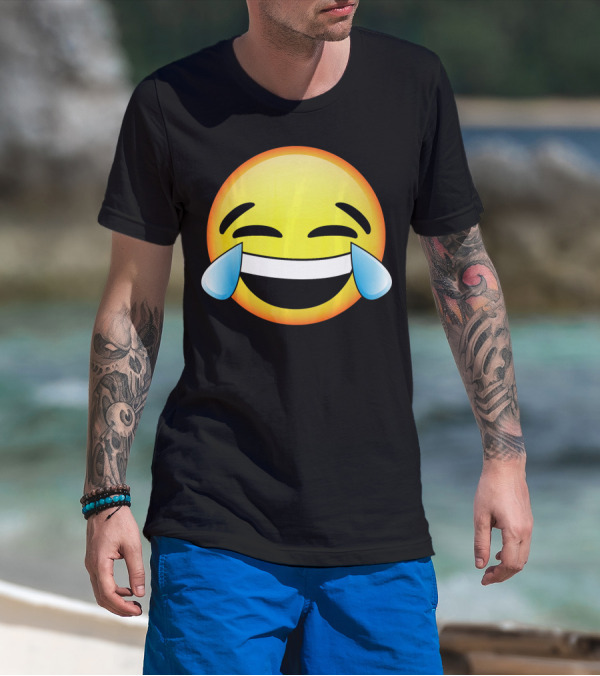 HD Emoji Tears Of Joy Face Laughin Hilarious Expression T-Shirt