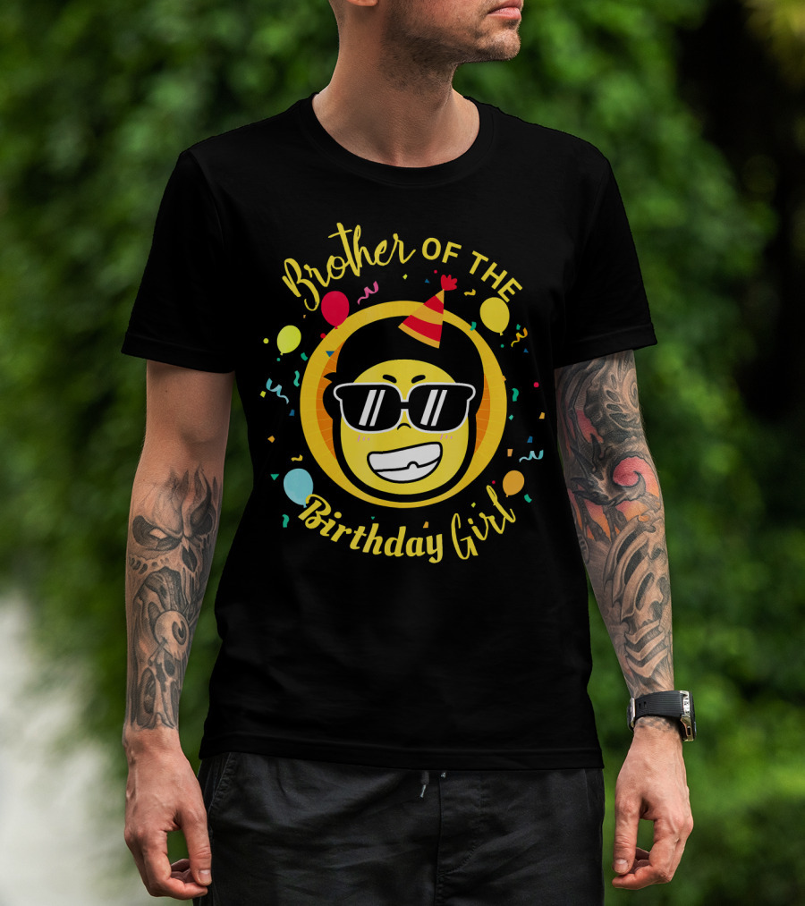 Brother Of The Birthday Girl Funny Emoji Party T-Shirt