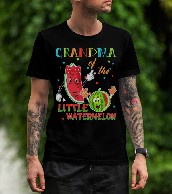 Grandma Of The Little Watermelon Funny Matching Birthday T-Shirt