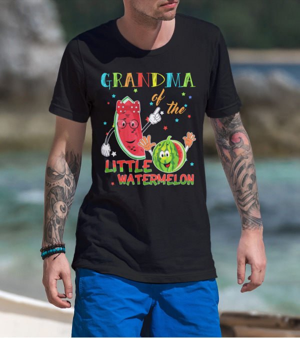 Grandma Of The Little Watermelon Funny Matching Birthday T-Shirt