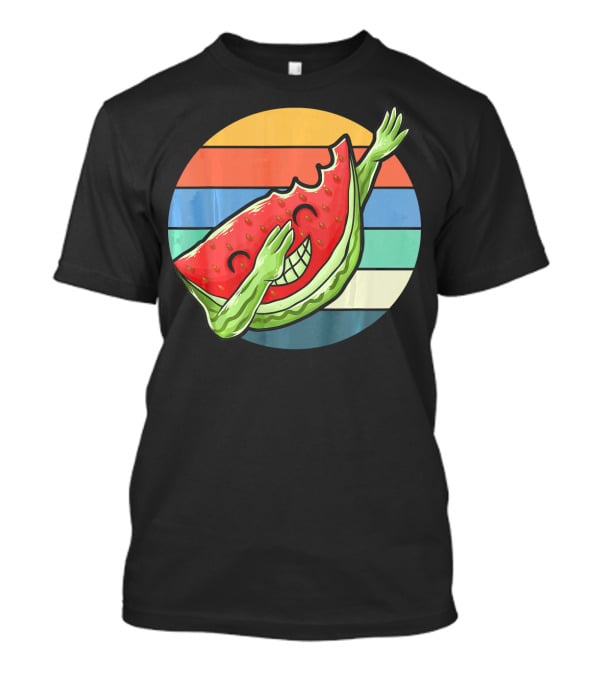 Retro Vintage Dabbing Watermelon Aloha Stripes T-Shirt