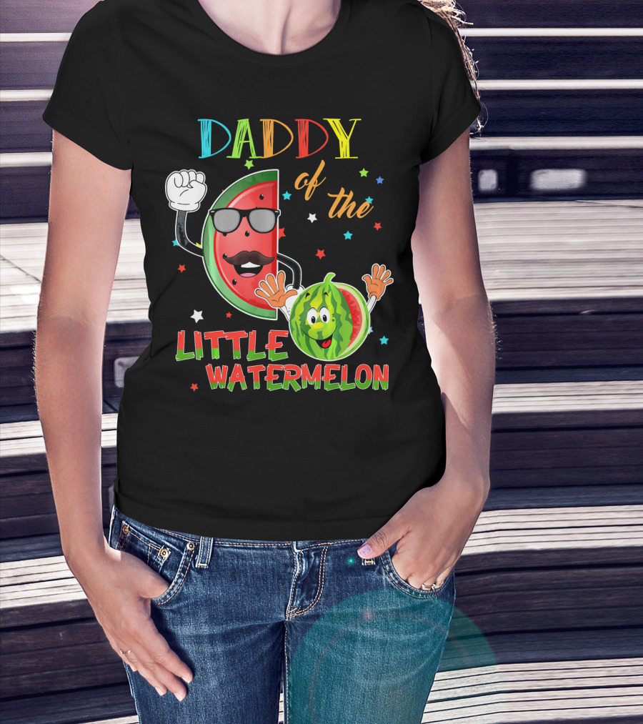 Daddy Of The Little Watermelon Funny Matching Birthday T-Shirt