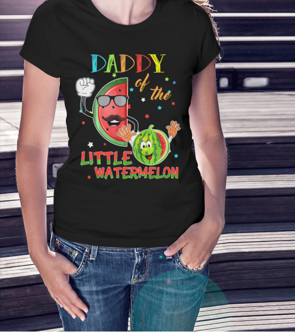 Daddy Of The Little Watermelon Funny Matching Birthday T-Shirt