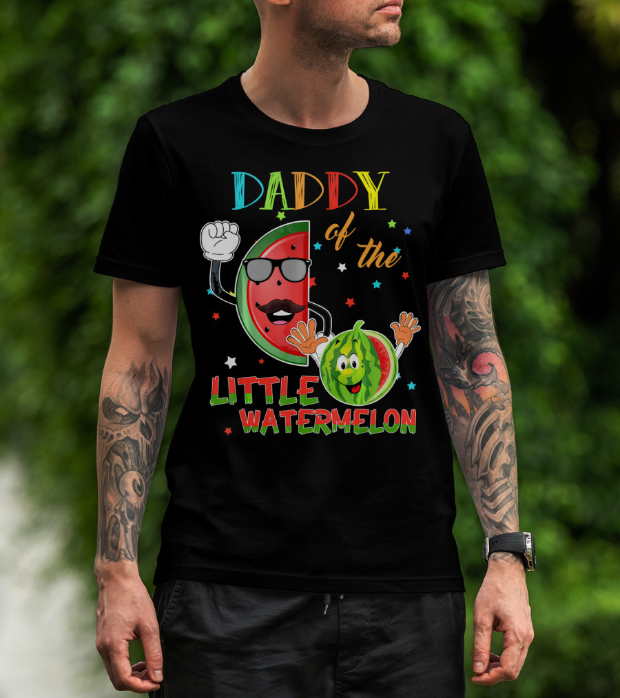 Daddy Of The Little Watermelon Funny Matching Birthday T-Shirt