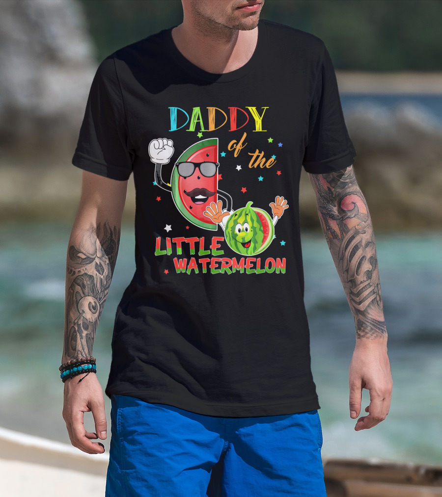 Daddy Of The Little Watermelon Funny Matching Birthday T-Shirt