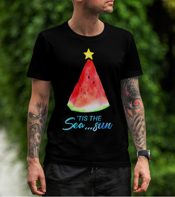 'Tis The Sea Sun Watermelon Christmas Tree T-Shirt