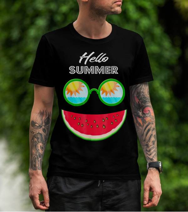 Hello Summer Watermelon Smile Sunglasses T-Shirt