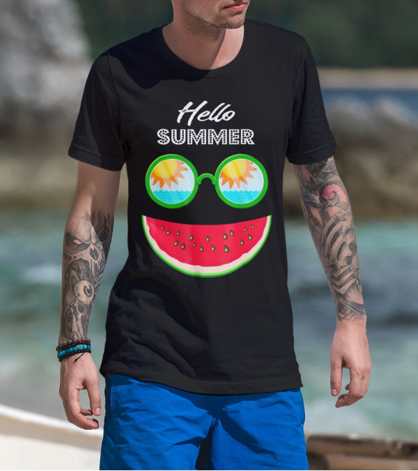 Hello Summer Watermelon Smile Sunglasses T-Shirt