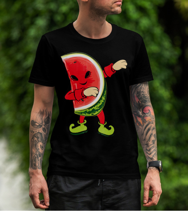 Funny Dabbing Watermelon Dab Character With Green Shoes T-Shirt