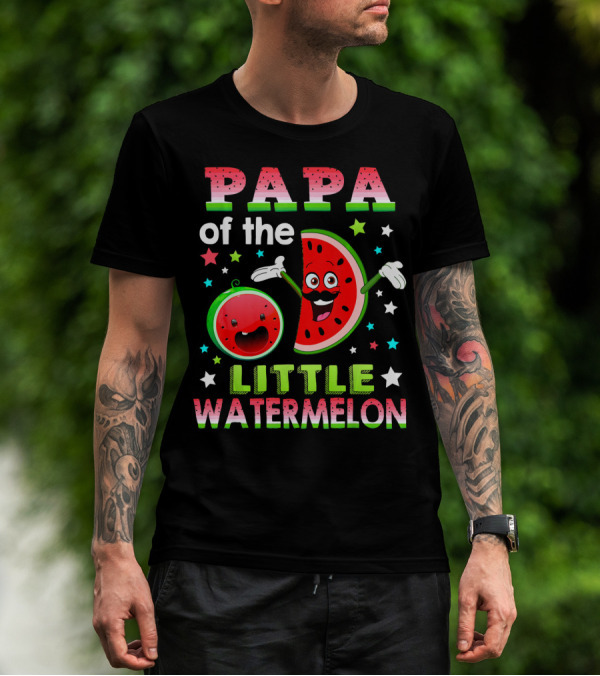 Papa Of The Little Watermelon Fun Matching Birthday T-Shirt