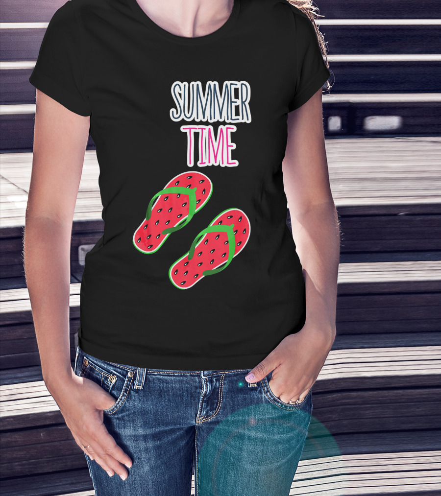 Summer Time Watermelon Flip Flop Fun T-Shirt