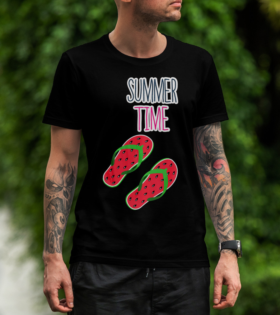 Summer Time Watermelon Flip Flop Fun T-Shirt