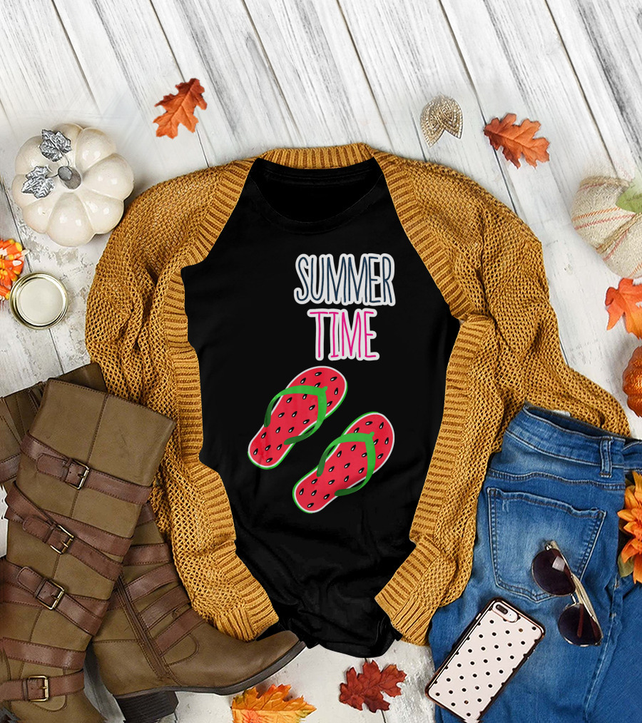 Summer Time Watermelon Flip Flop Fun T-Shirt