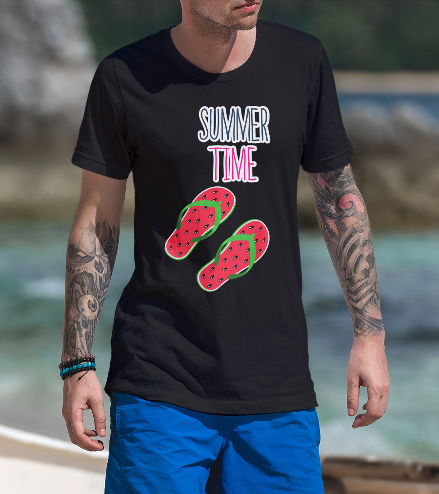 Summer Time Watermelon Flip Flop Fun T-Shirt