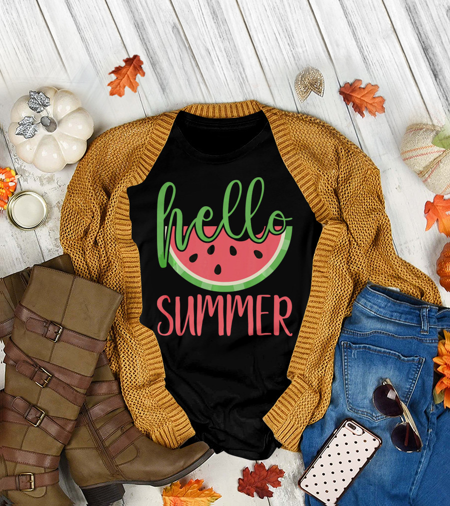 Hello Summer Watermelon Funny Melon Fruit T-Shirt