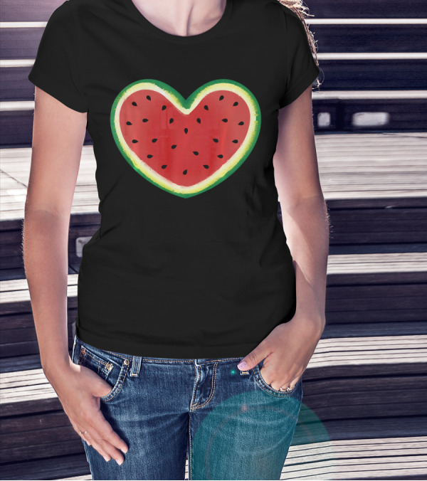 Watermelon Heart Summer Picnic I Love T-Shirt