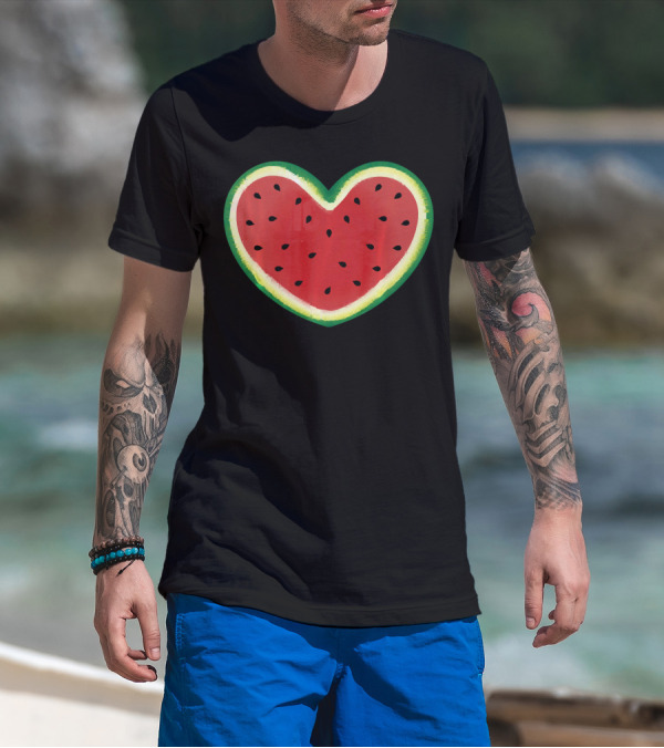 Watermelon Heart Summer Picnic I Love T-Shirt