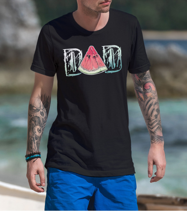 Dad Watermelon Slice Cool Summer Fruit T-Shirt