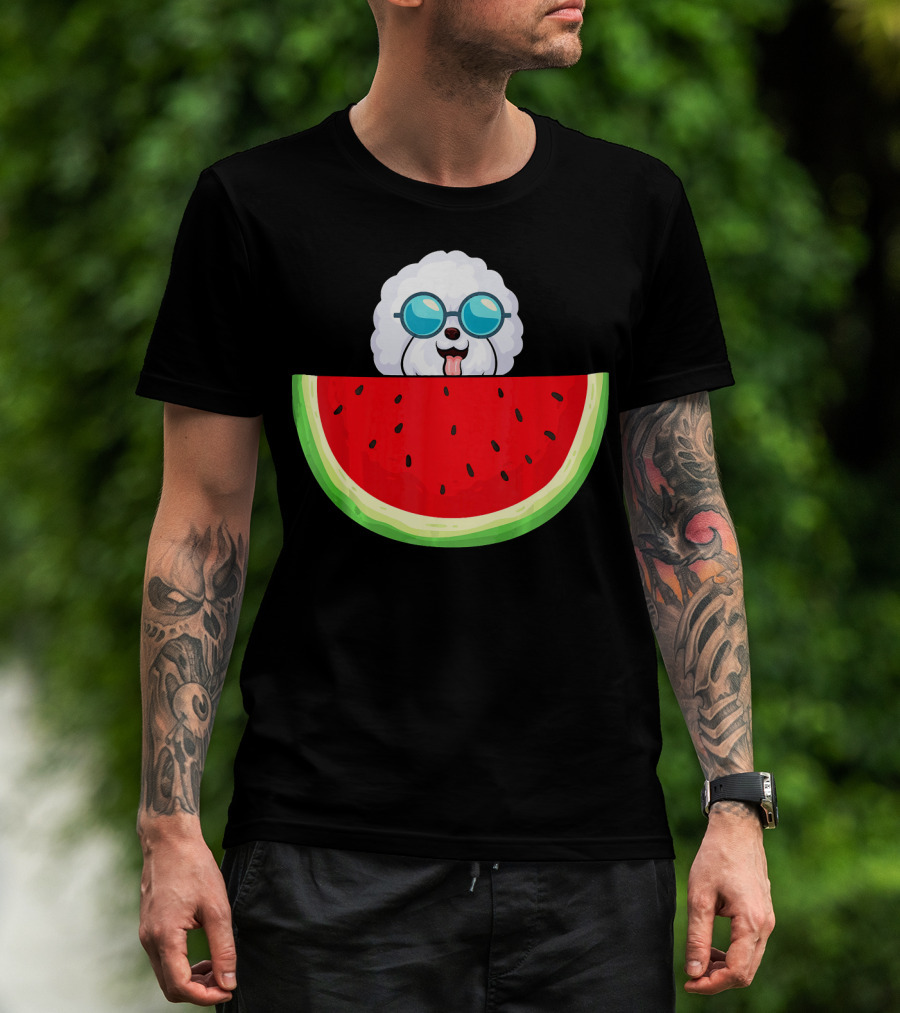 Bichon Frise With Sunglasses And Watermelon Slice T-Shirt