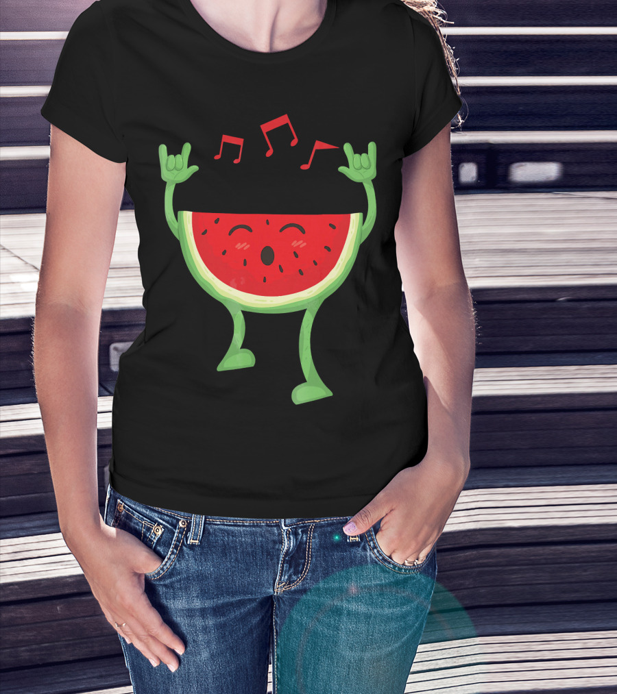 Adults Watermelon Halloween Costumes Ide Fun Music Notes Celebrating Rock T-Shirt