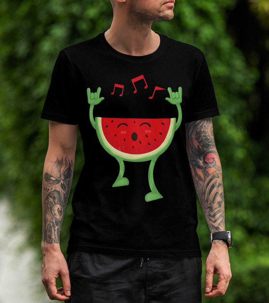 Adults Watermelon Halloween Costumes Ide Fun Music Notes Celebrating Rock T-Shirt