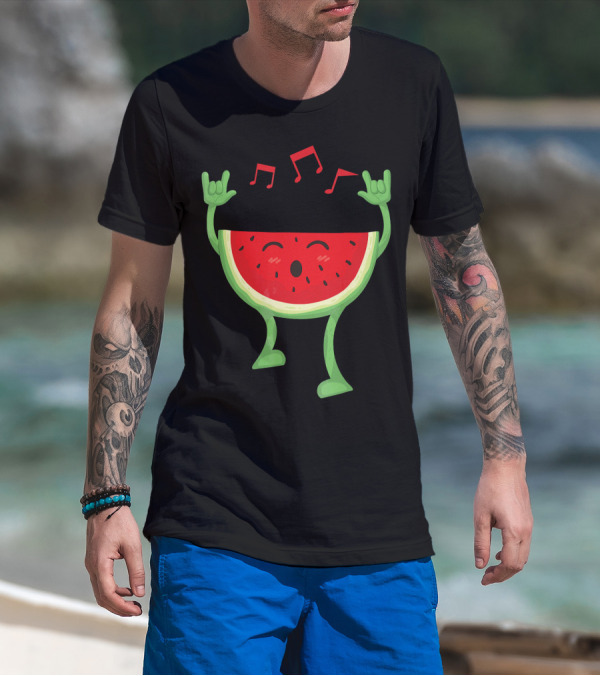 Adults Watermelon Halloween Costumes Ide Fun Music Notes Celebrating Rock T-Shirt