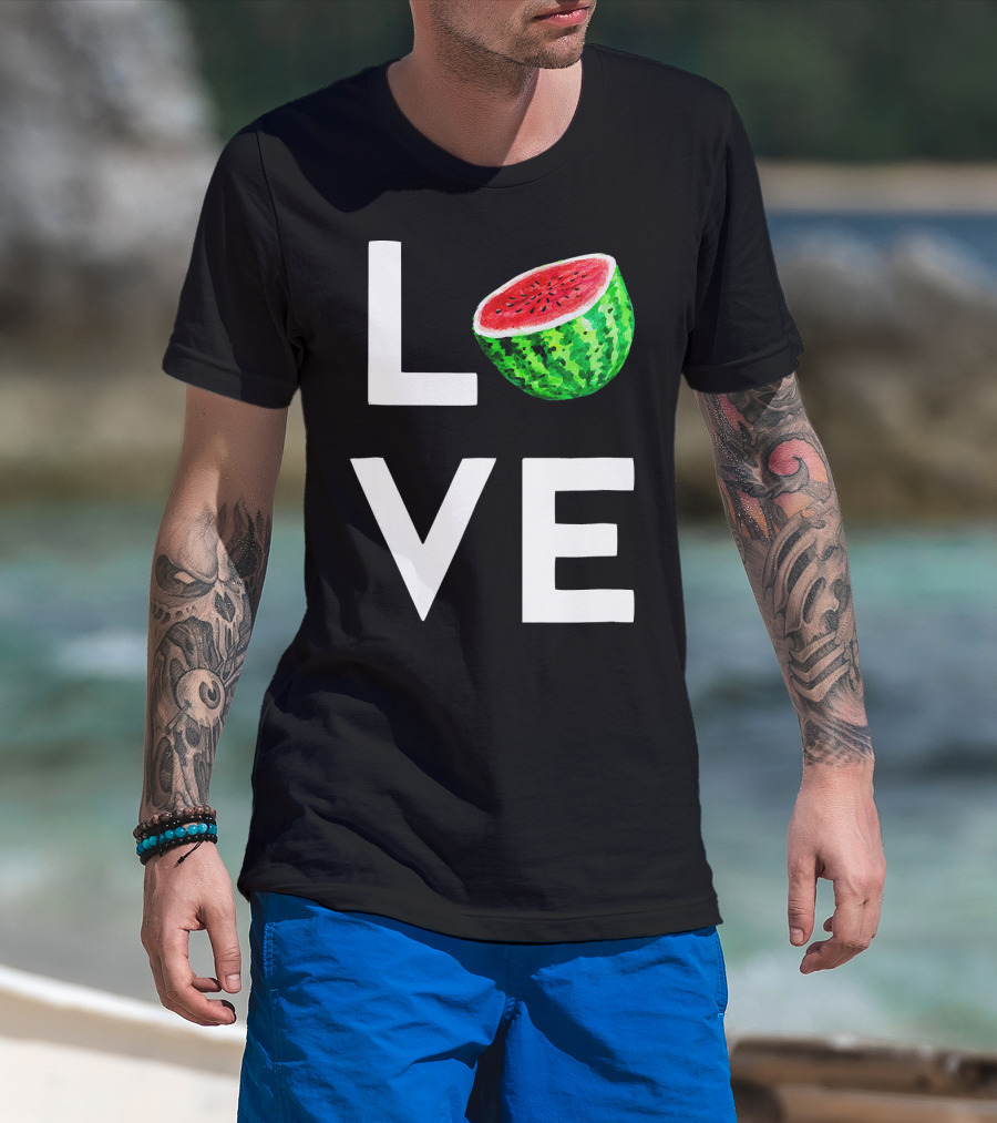 LOVE Watermelon I Love Watermelon Funny Vegan T-Shirt