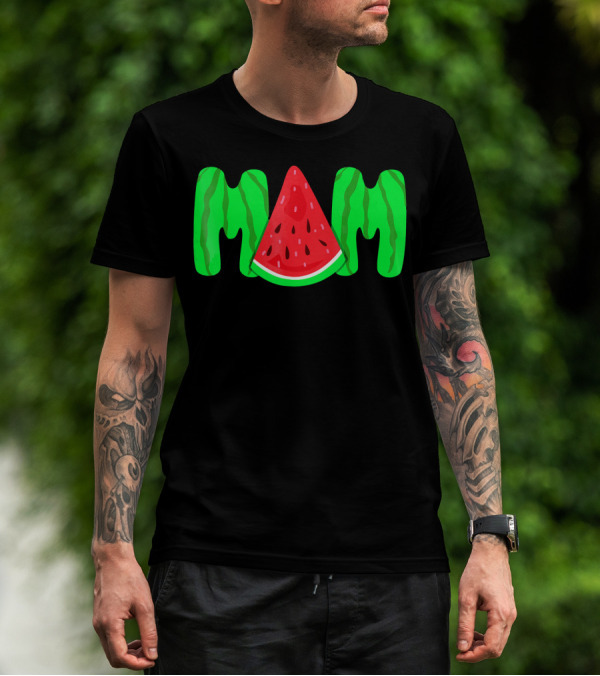 Mom Watermelon Slice Typography T-Shirt